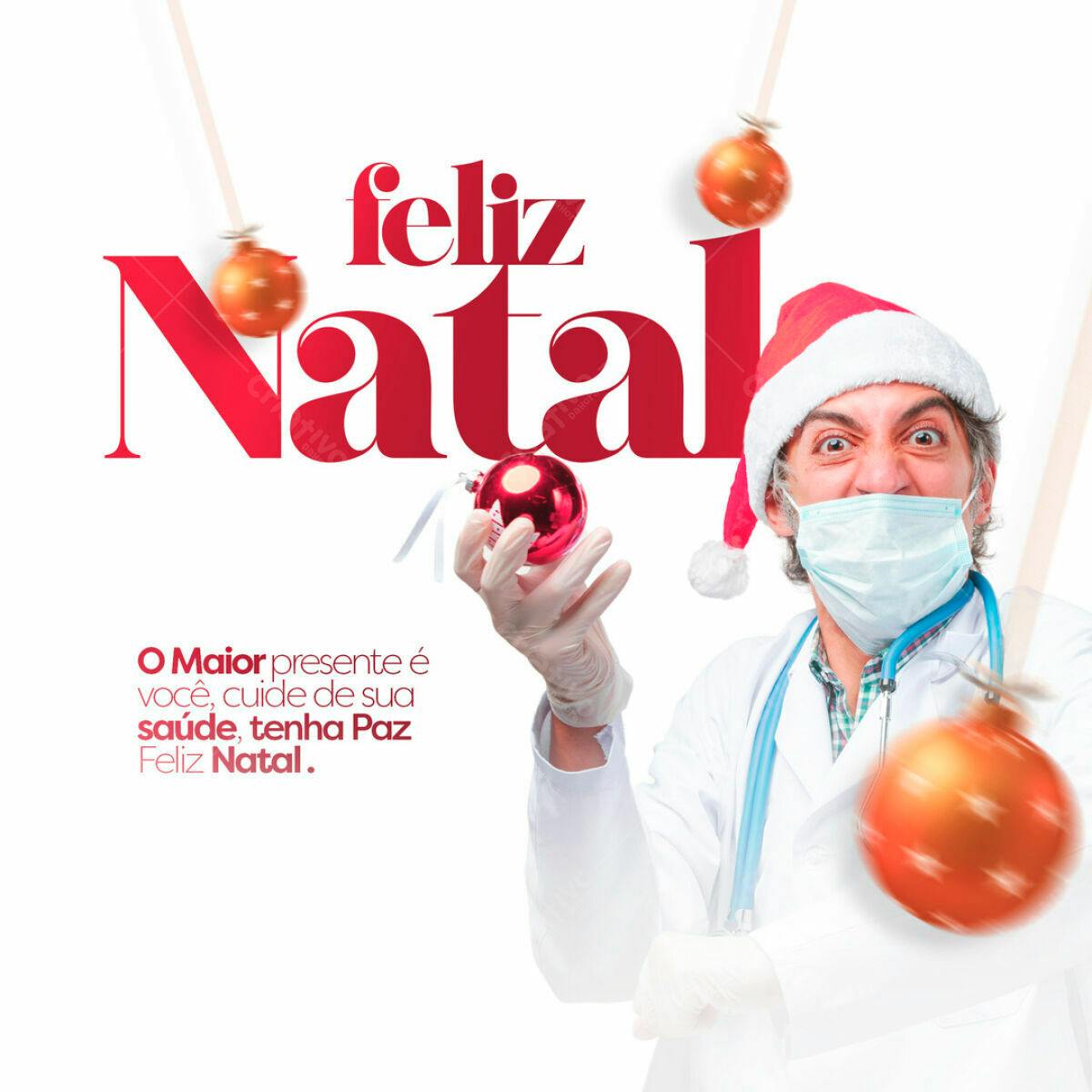 Arte Natalina Médico com Máscara PSD Editável