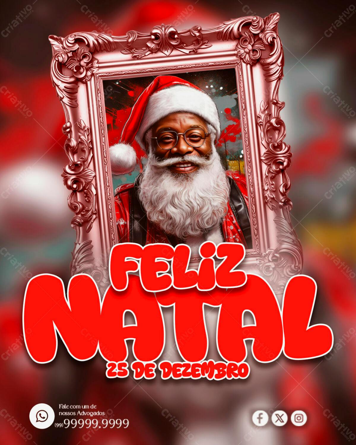 Flyer Natalino com Papai Noel Afrodescendente PSD Editável