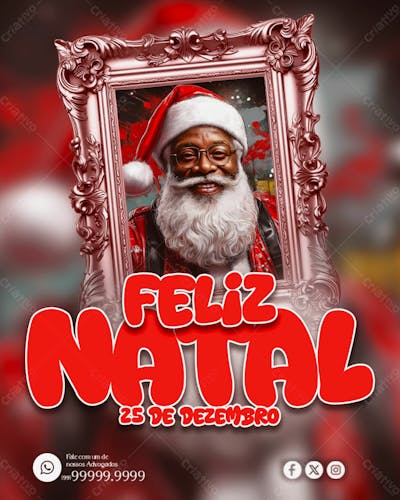 Feliz Natal Com Quadro Do Papai Noel