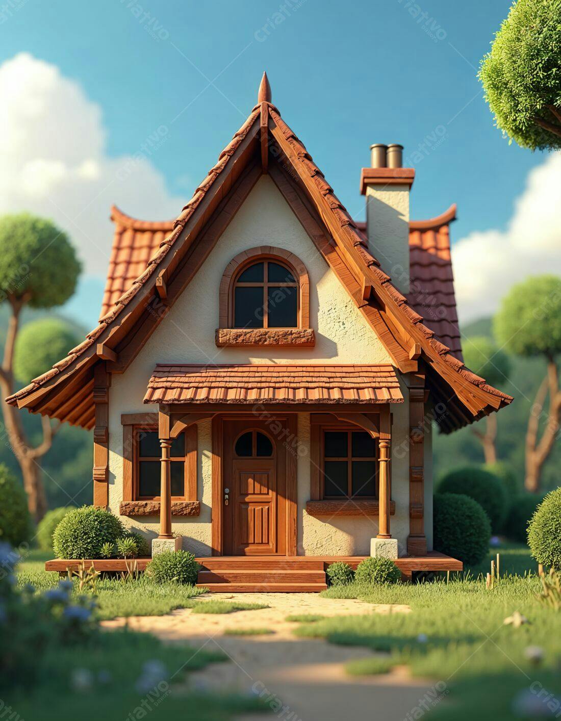 Casa de Campo estilo Cartoon tons terrosos