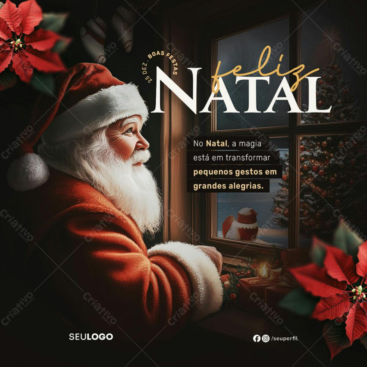Postagem Natalina Papai Noel PSD Editável