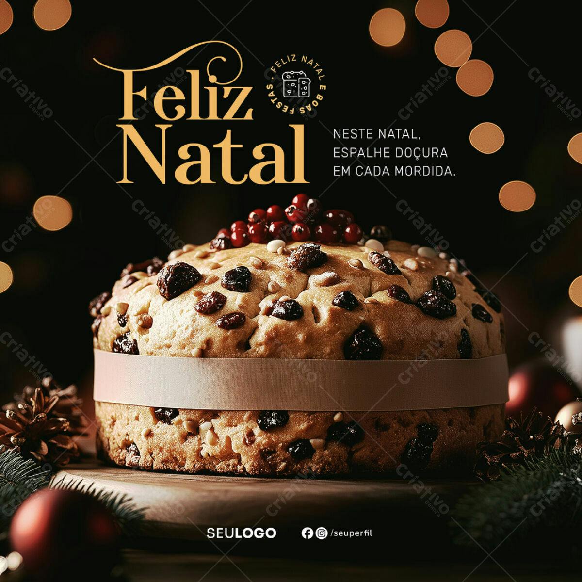 Postagem de Natal com Bolo PSD Editável