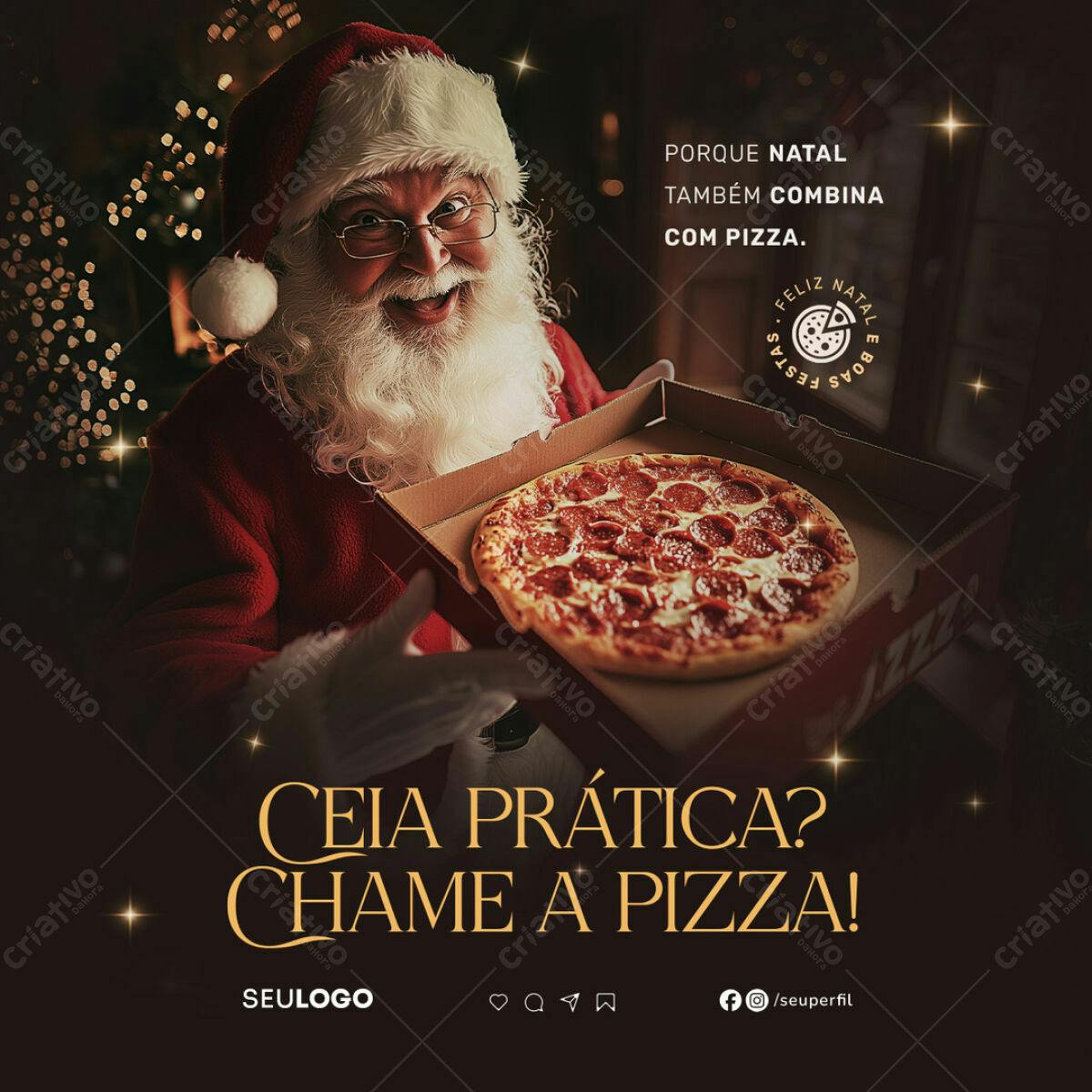 Postagem de Natal com Pizza PSD Editável