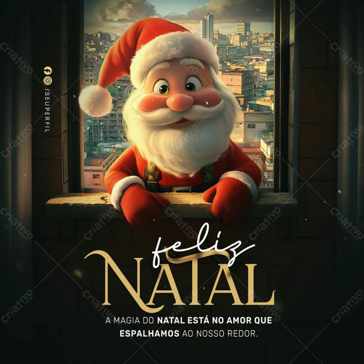 Post de Natal com Papai Noel PSD Editável