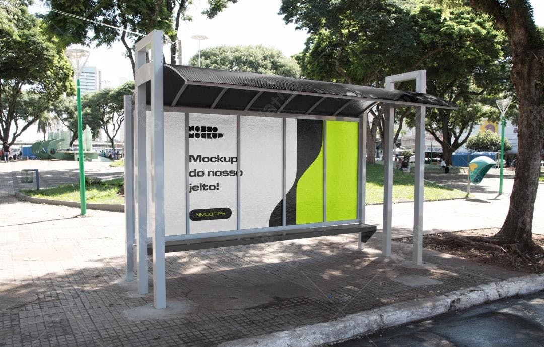 Mockup de Anúncio em Ponto de Ônibus: Design Moderno
