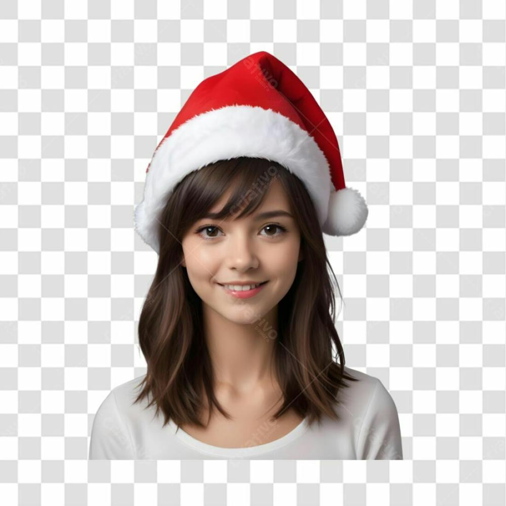 Mulher Usando Gorro De Papai Noel Natal Png Com Fundo Transparente