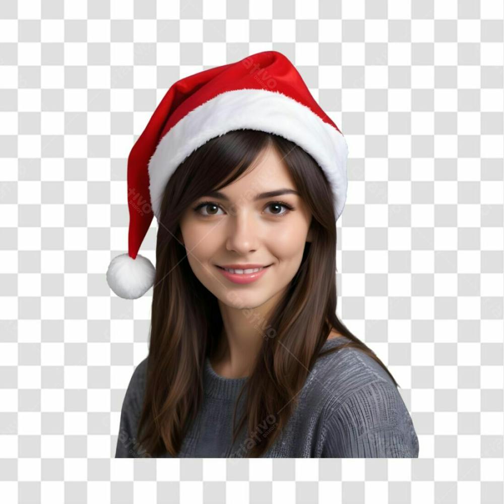 Mulher Usando Gorro De Papai Noel Natal Png Com Fundo Transparente