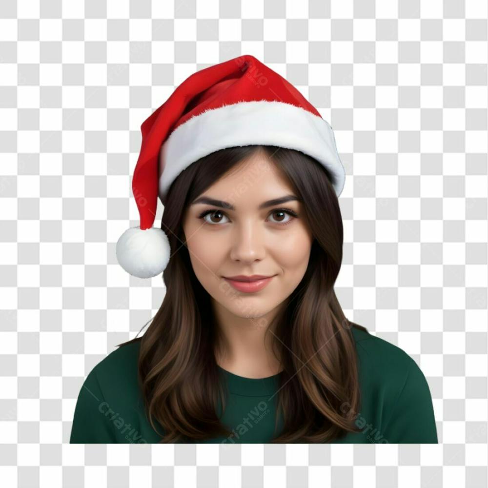 Mulher Usando Gorro De Papai Noel Natal Png Com Fundo Transparente