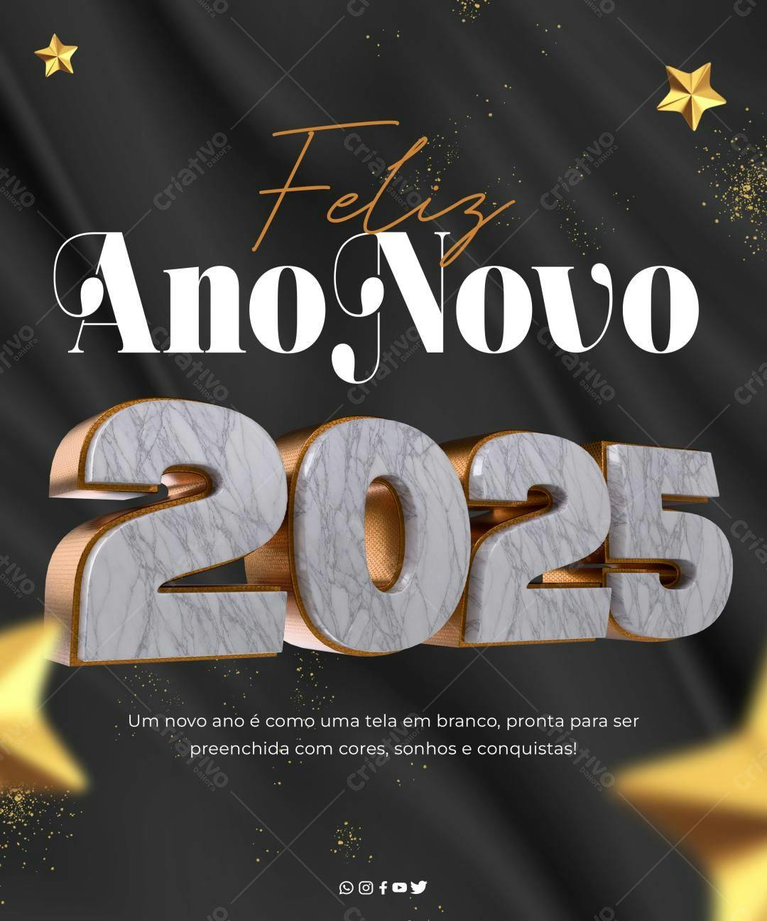 Flyer Feliz Ano Novo 2025 PSD Editável