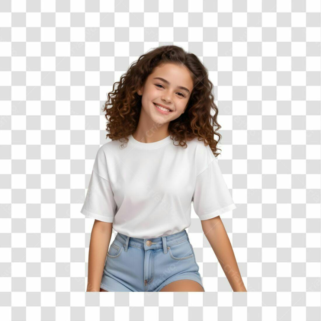 Imagem PNG com fundo transparente Modelo jovem mulher camiseta branca