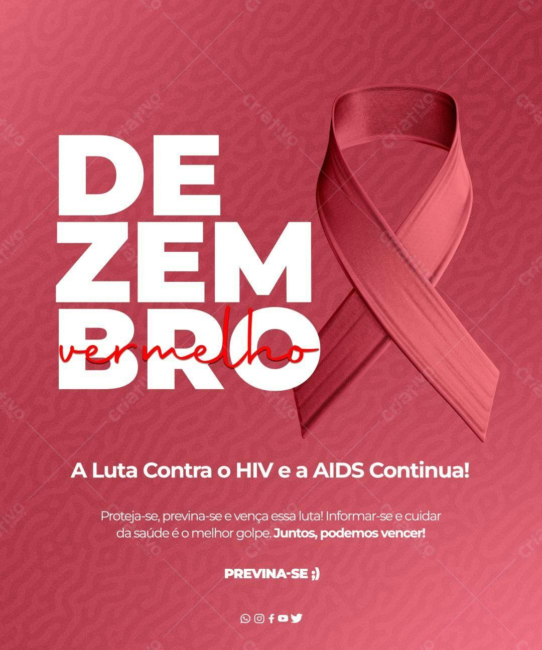 Flyer Dezembro Vermelho HIV e AIDS PSD Editável