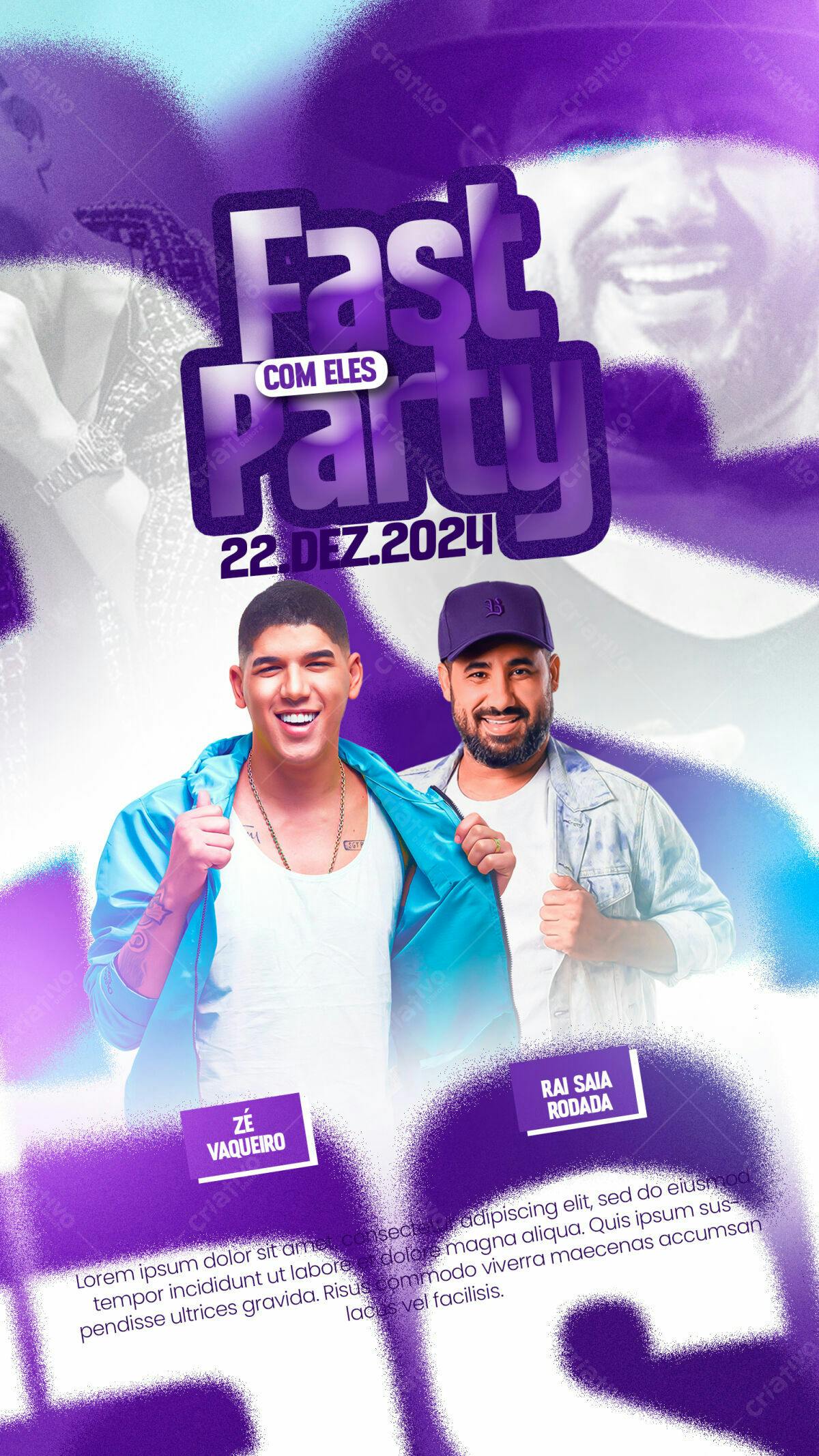 Flyer Festa Fast Party com Zé Vaqueiro e Rai Saia Rodada PSD Editável