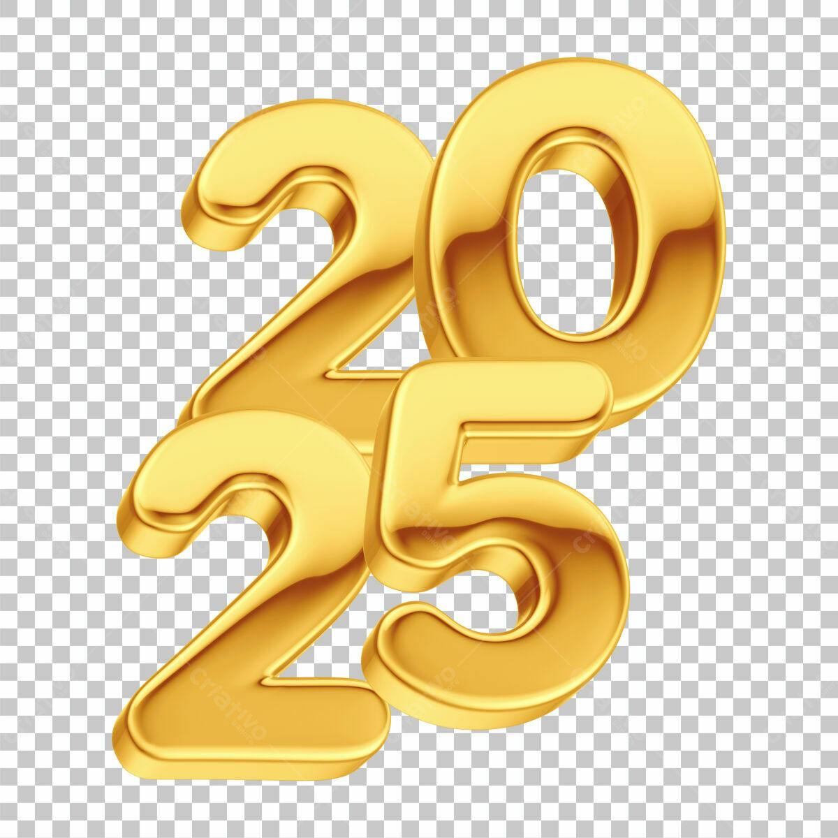 Números Dourados 2025 PSD Editável
