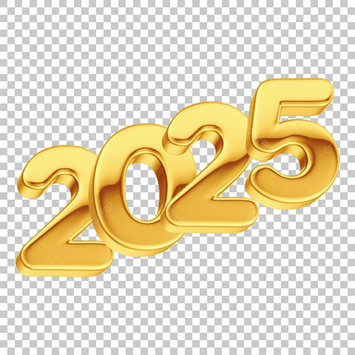 Números Dourados 2025 PSD Editável