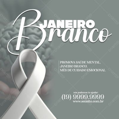 Janeiro Branco Concientização Ao Cuidade Da Saude Mental Cérebro De Fundo