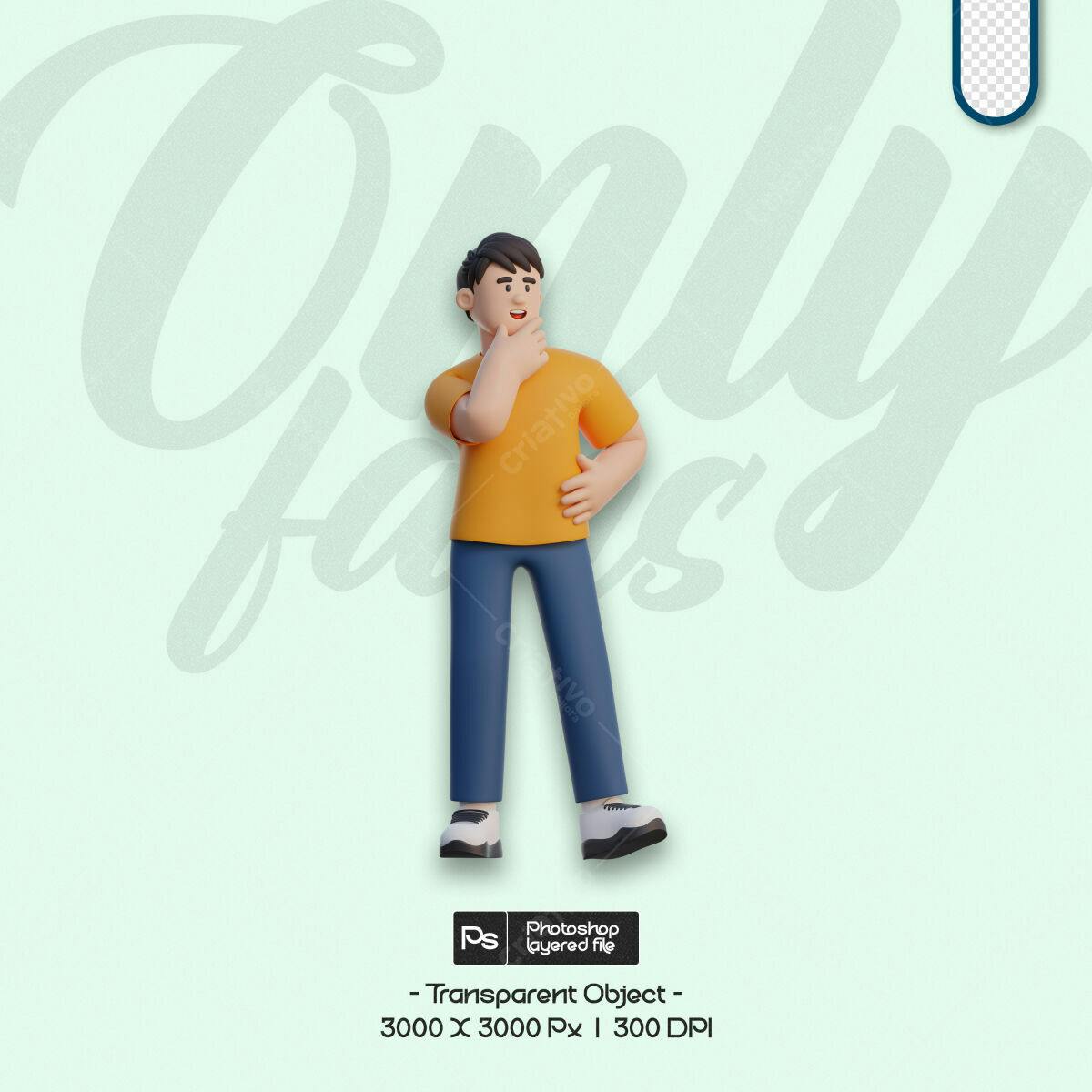 Personagem 3D para Mídias Sociais PSD Editável