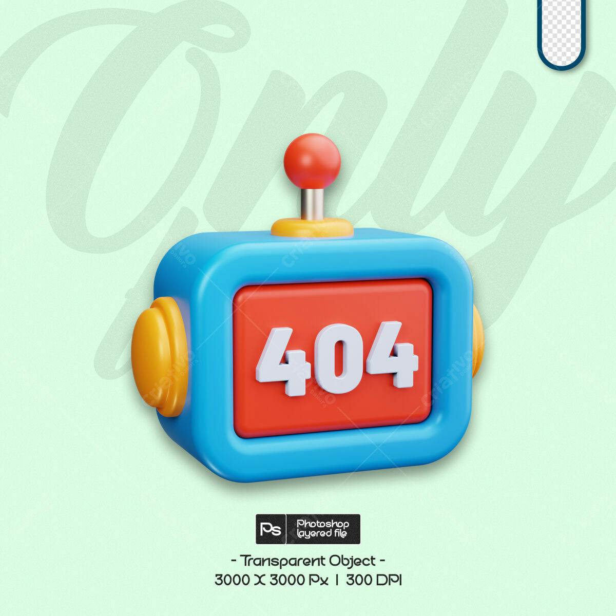 Objeto 3D Erro 404 PSD Editável