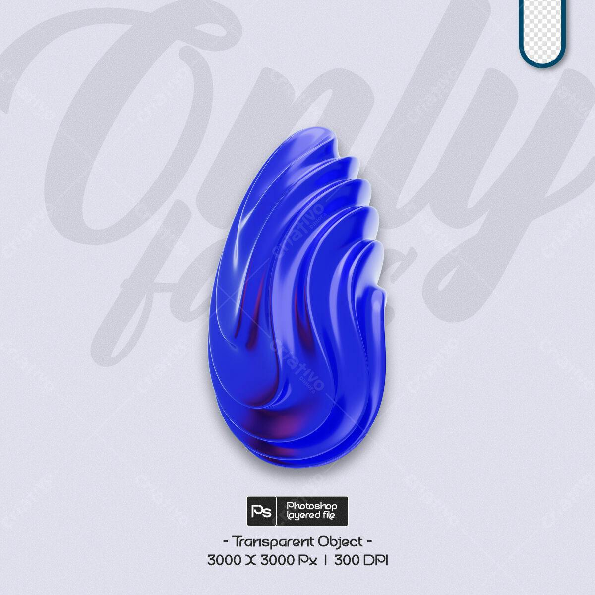 Objeto 3D Azul Vibrante PSD Editável
