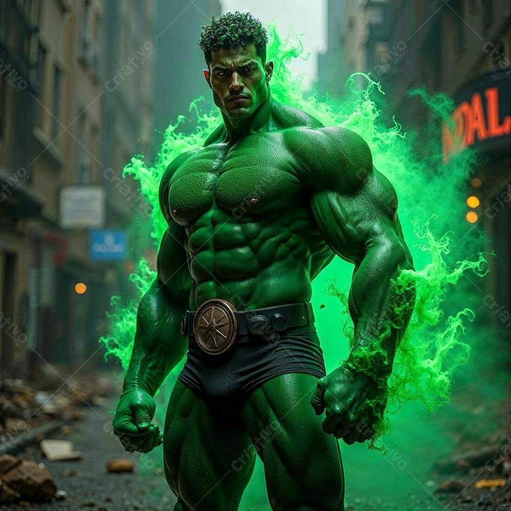 Super Heroi Hulk Gerado Por Ia Levando Pneu Como Mecanico