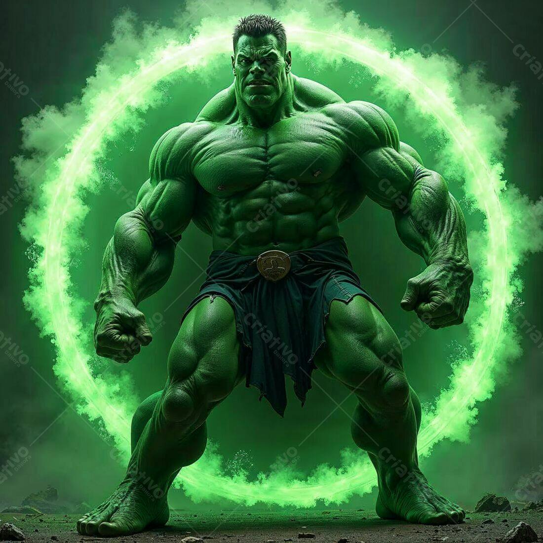 Hulk Verde Muscular em Anel Verde