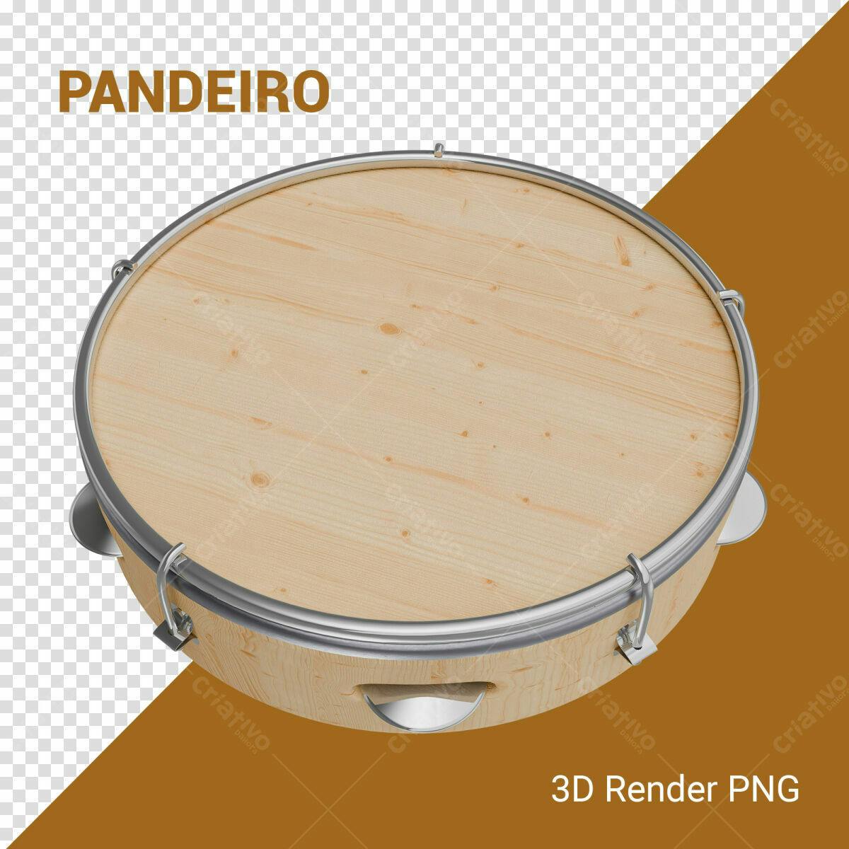 Mockup Pandeiro de Madeira PSD Editável