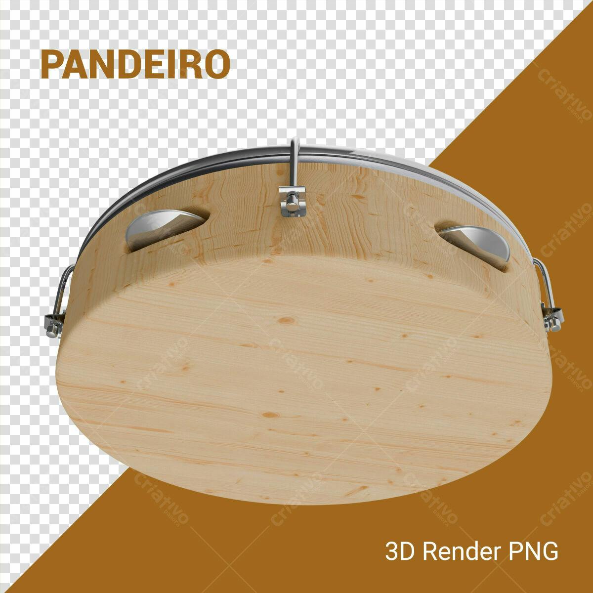 PSD Pandeiro de Madeira para Festa Junina PSD Editável
