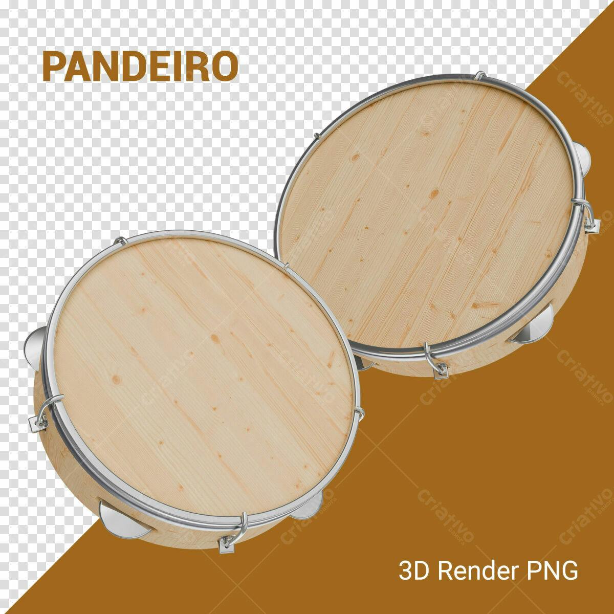 Mockup Pandeiro Madeira PSD Editável