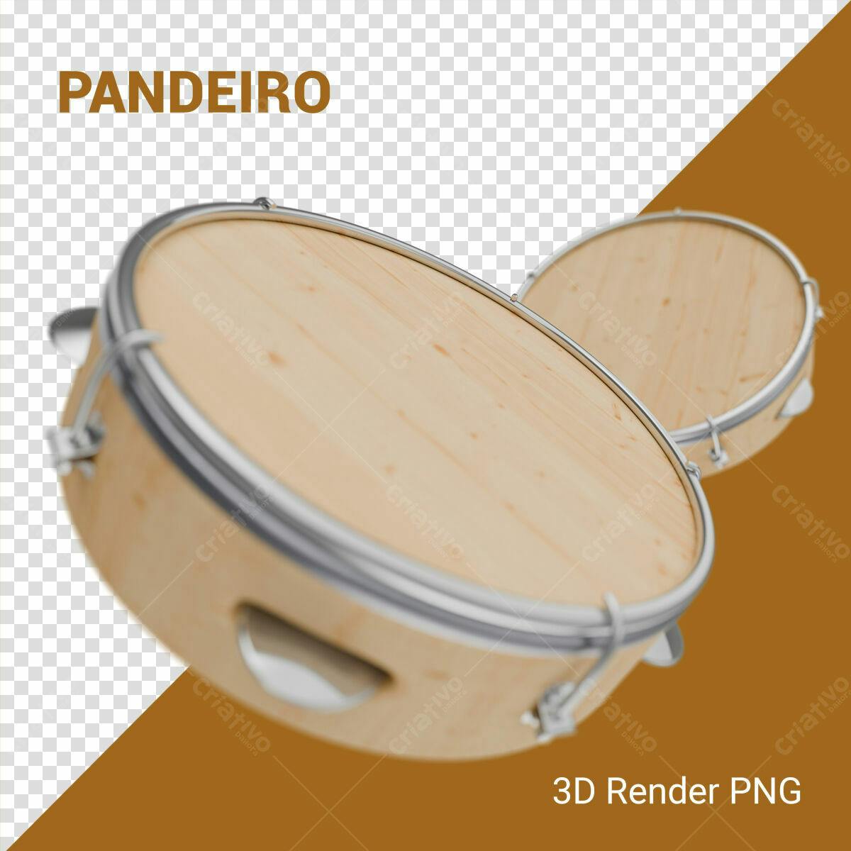 Mockup Pandeiro Madeira PSD Editável