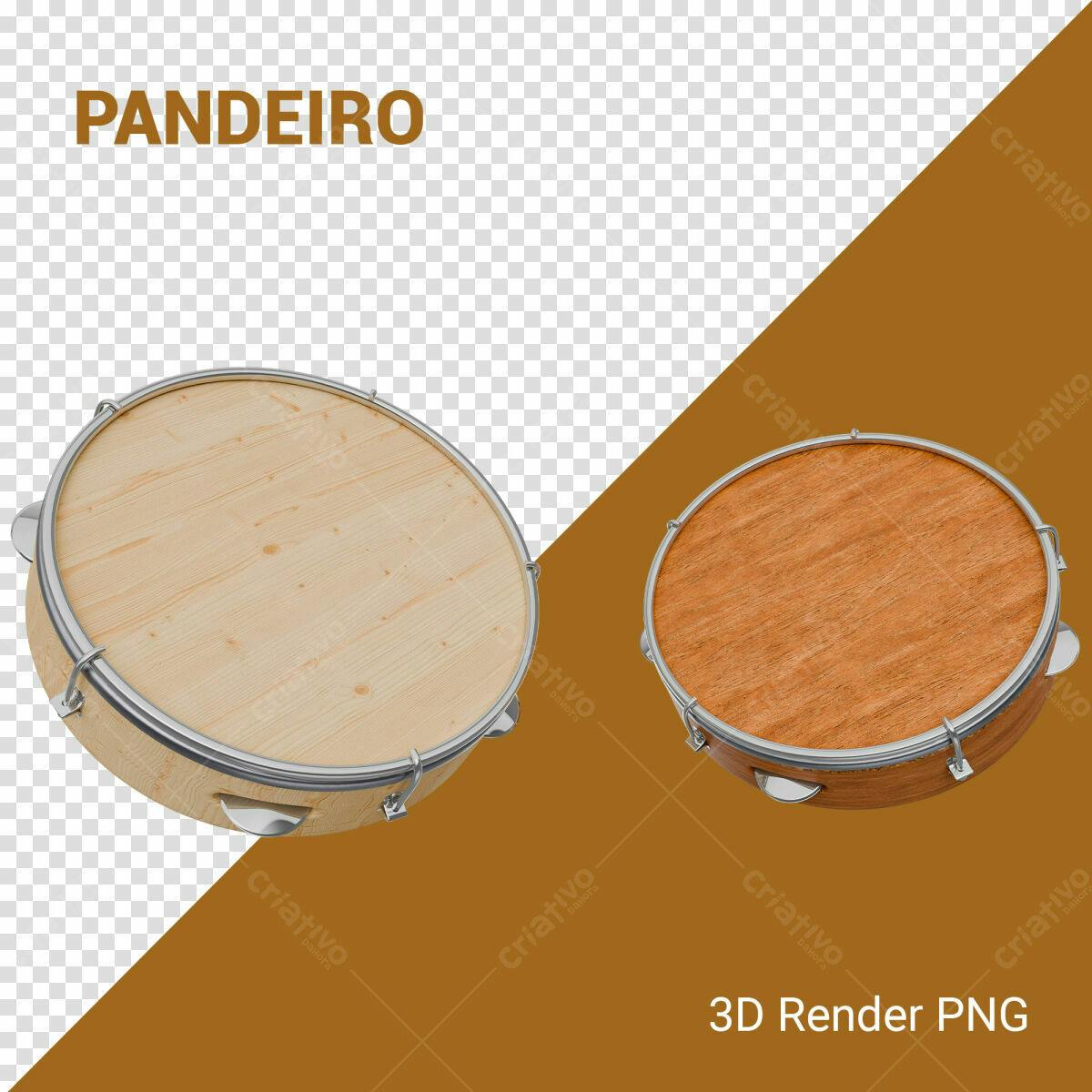 Mockup de Pandeiro em Madeira PSD Editável