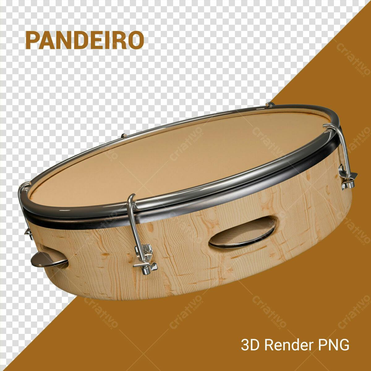 Pandeiro Madeira PSD Editável