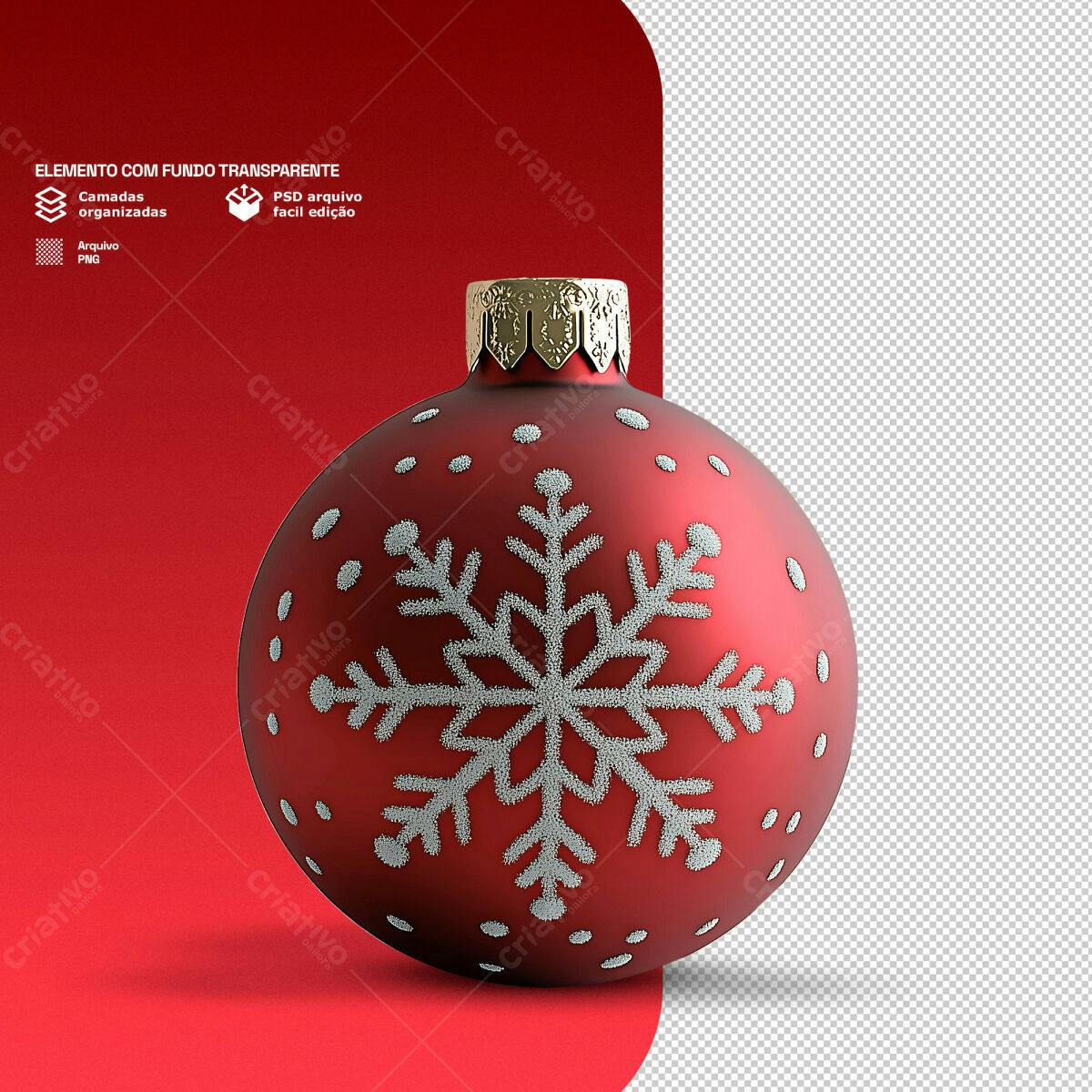 Enfeite de Natal Vermelho PSD Editável