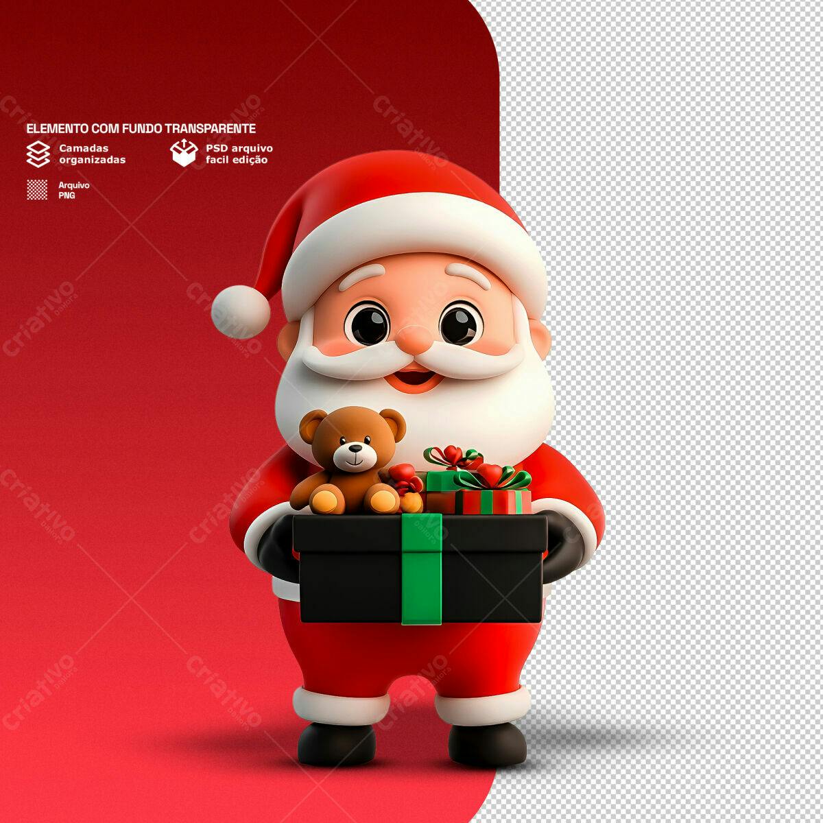 Postagem Natalina com Papai Noel 3D PSD Editável