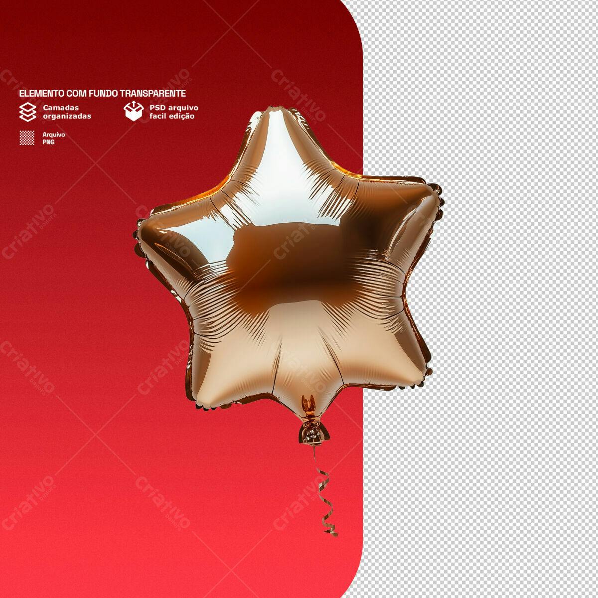 Balão Estrela Dourada PSD Editável