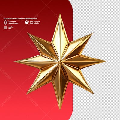 Estrelas Douradas 3D Para Composição De Natal Png Transparente