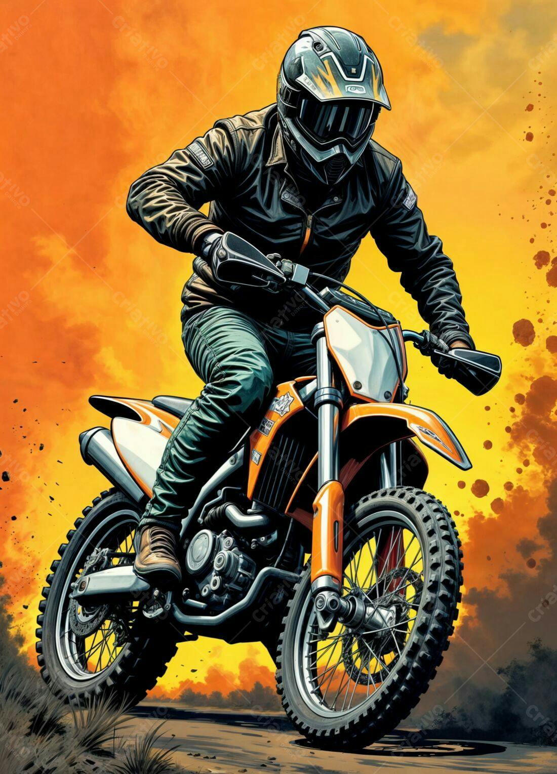 Motociclista em Motocross Laranja
