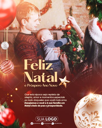 Post Feliz Natal E Próspero Ano Novo Psd Editável