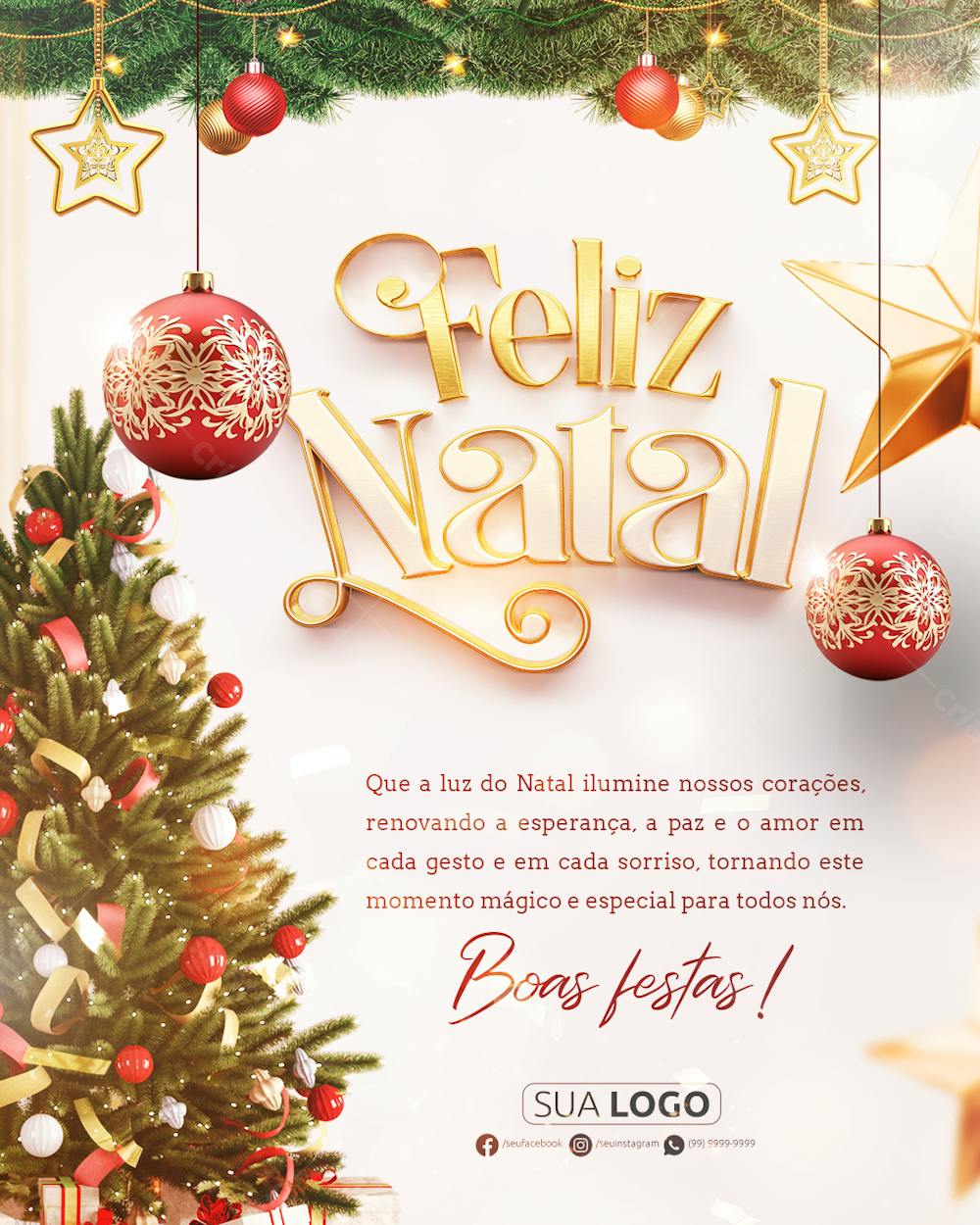 Post Feliz Natal Social Media Psd Editável