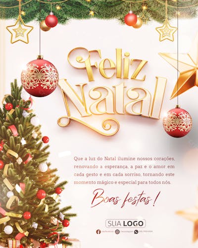 Post Feliz Natal Social Media Psd Editável