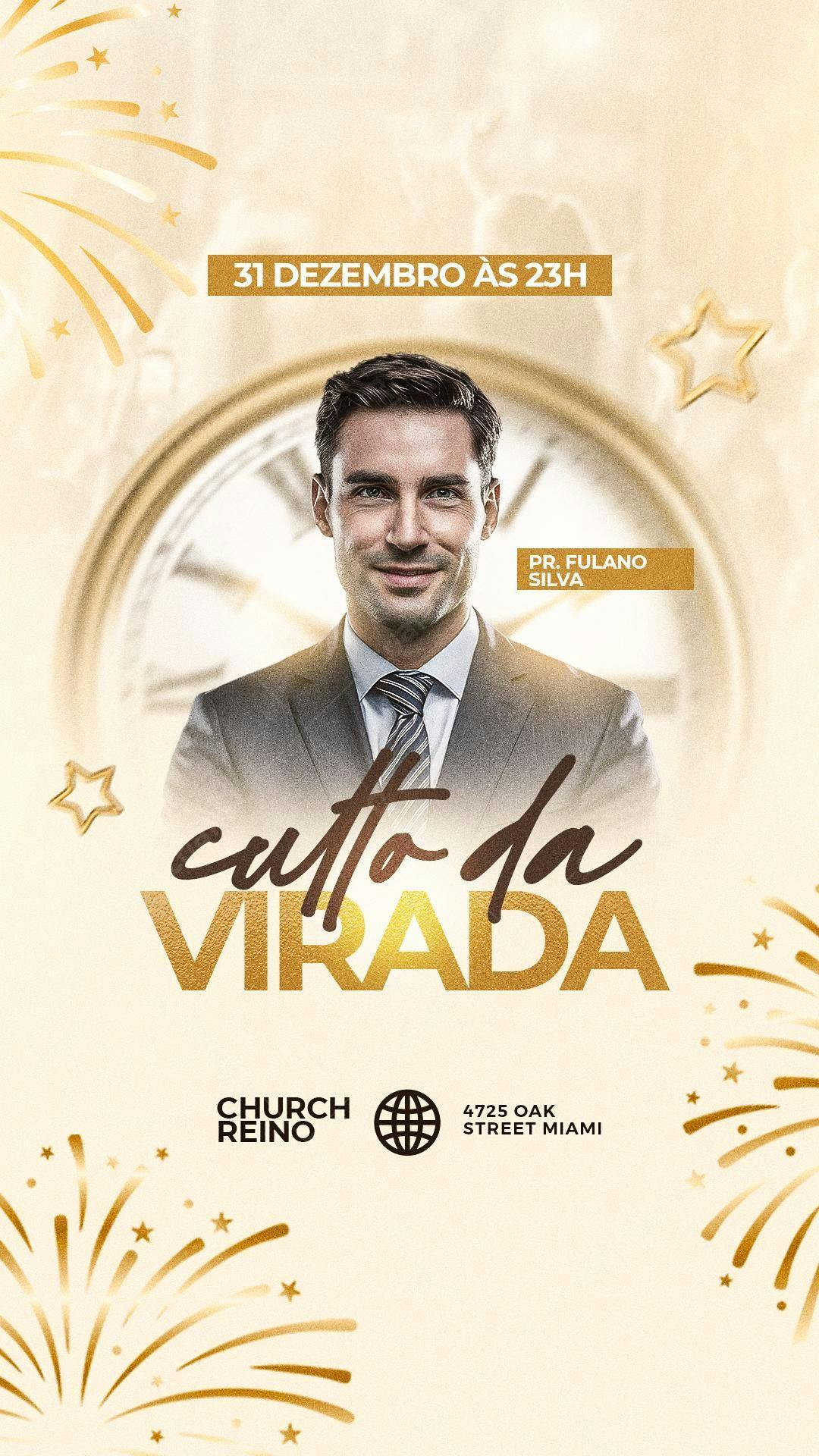 Flyer para Culto da Virada PSD Editável