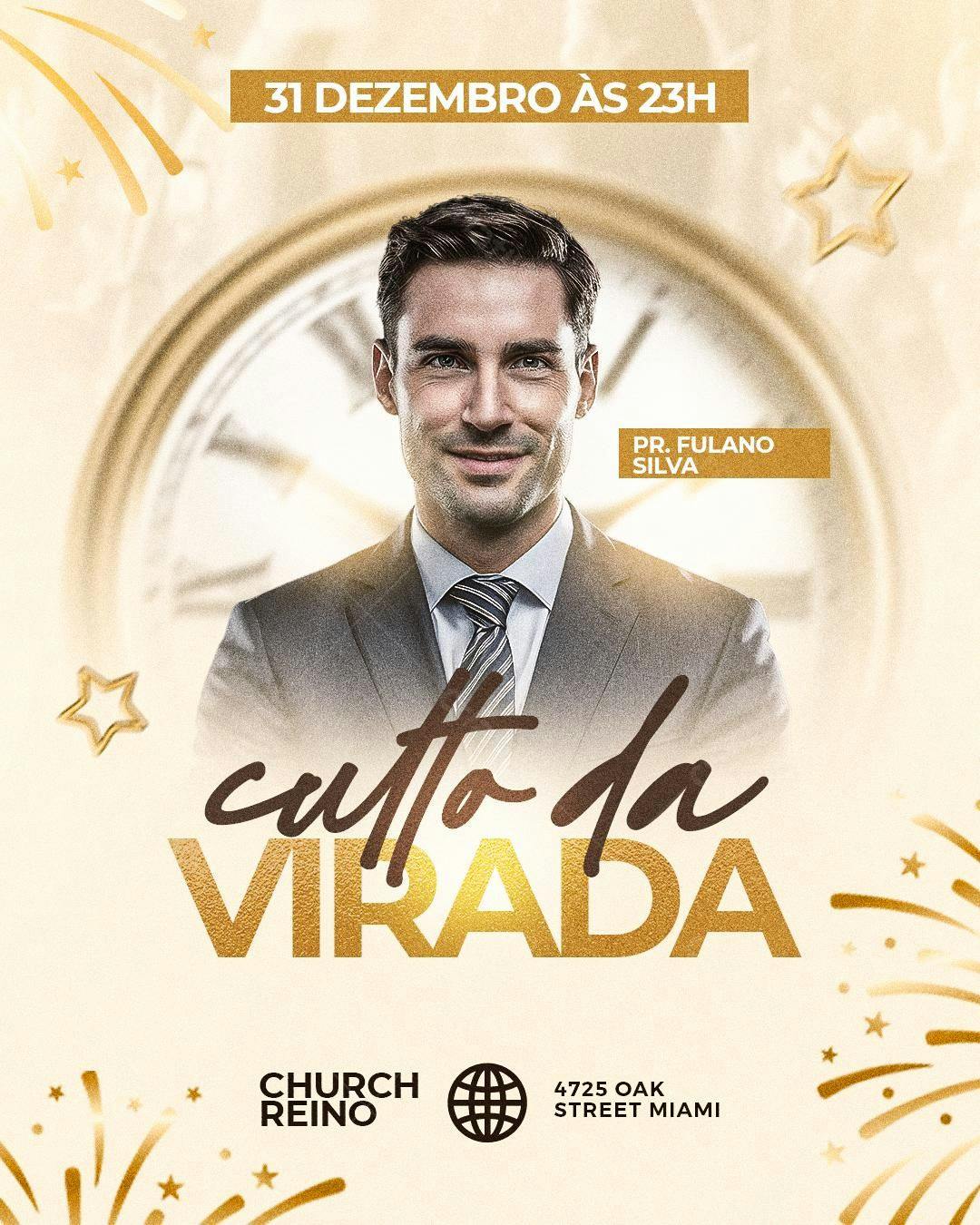 Flyer para Culto da Virada PSD Editável