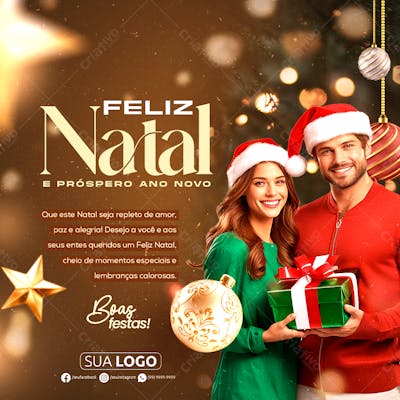 Feliz Natal E Próspero Ano Novo Social Media Psd Editável