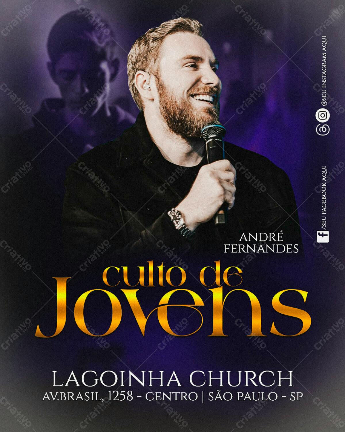 Flyer para Culto de Jovens PSD Editável