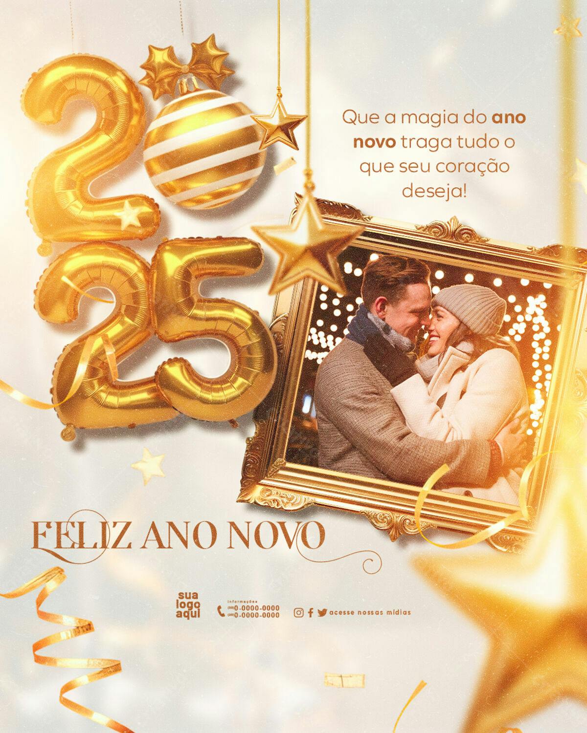 Flyer Feliz Ano Novo 2025 PSD Editável