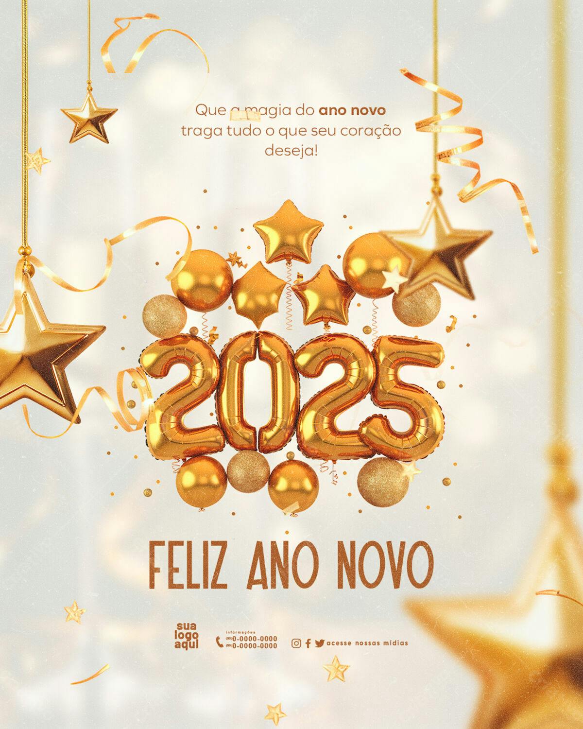 Flyer Feliz Ano Novo 2025 PSD Editável