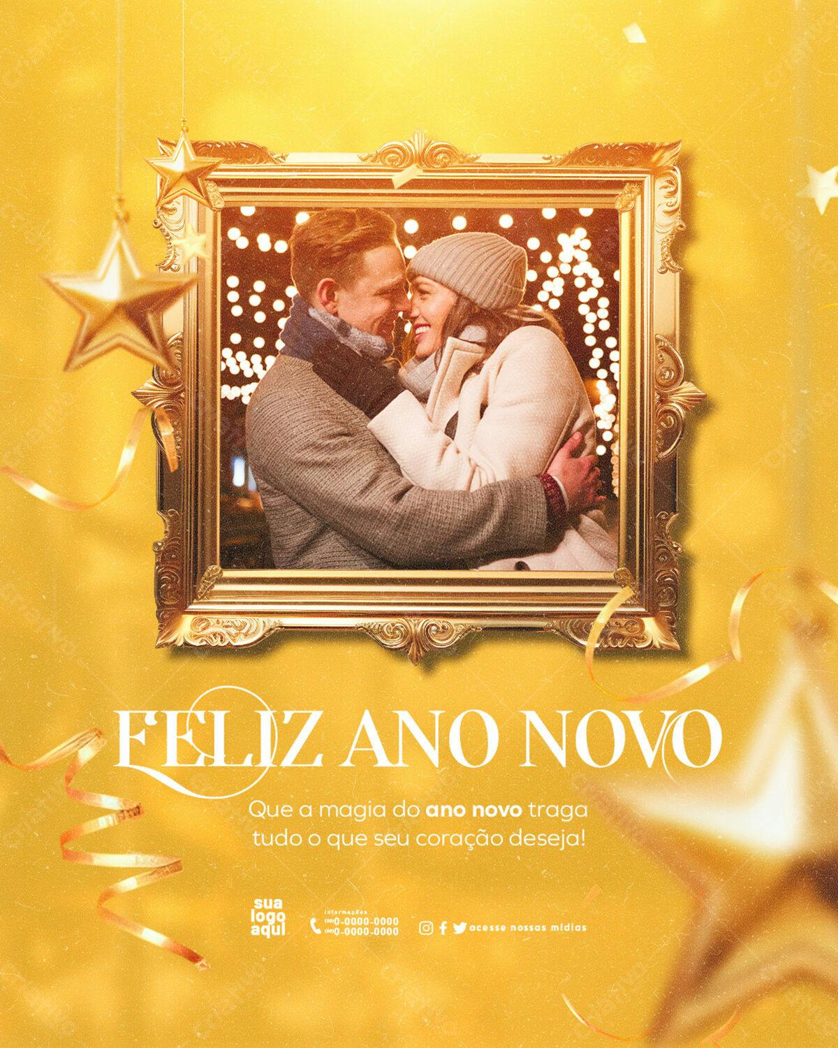 Flyer Ano Novo Romântico PSD Editável