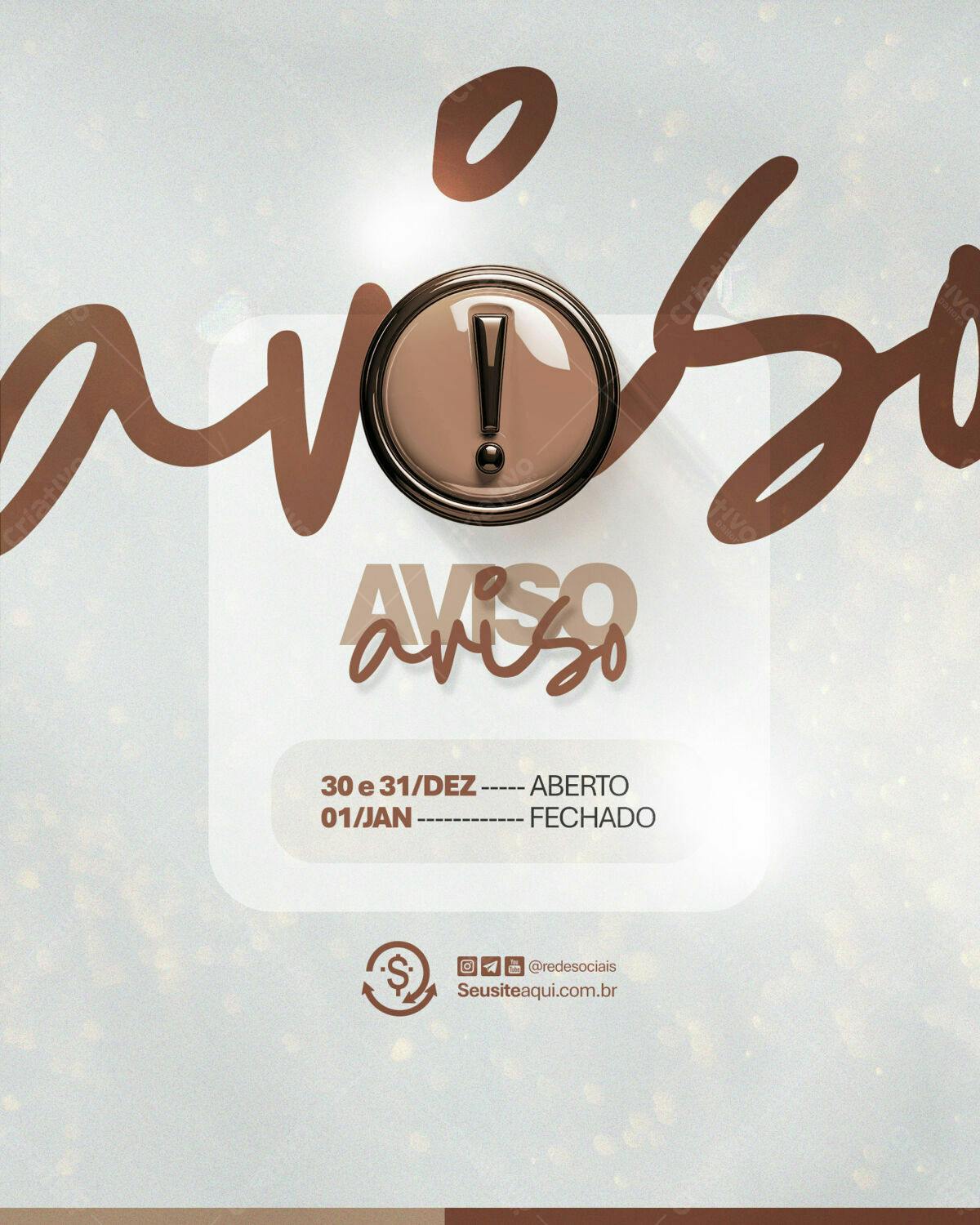 Flyer de Aviso de Férias PSD Editável