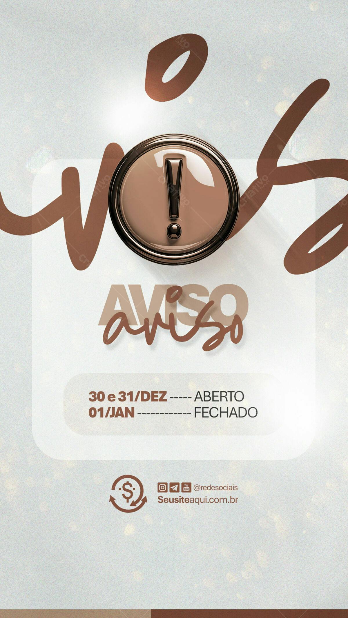 Flyer de Aviso de Férias PSD Editável