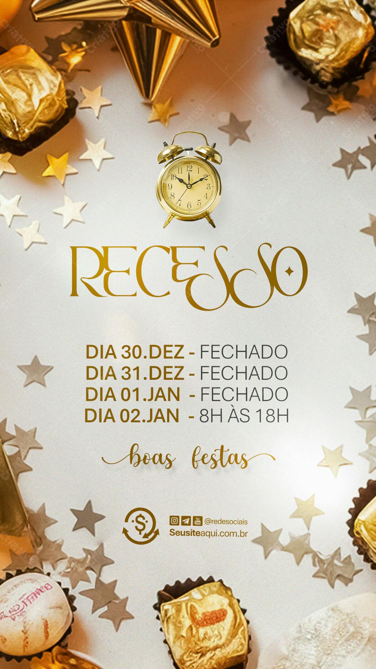 Flyer Recesso de Fim de Ano PSD Editável
