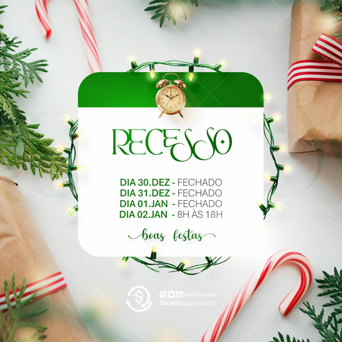 Anúncio de Recesso de Fim de Ano PSD Editável