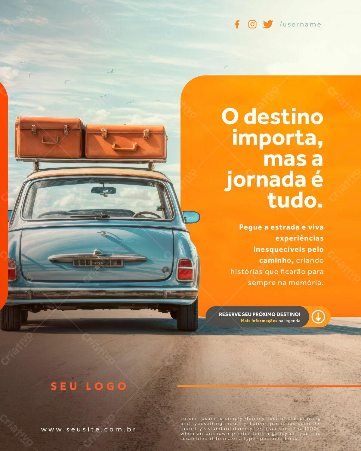 Post para Viagem Retro PSD Editável